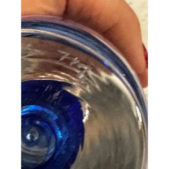 Vintage Vas Vitreum Sweden Cobalt Bubble Art Glass Bud Vase 10" Signed With Gift - Picture 11 of 11